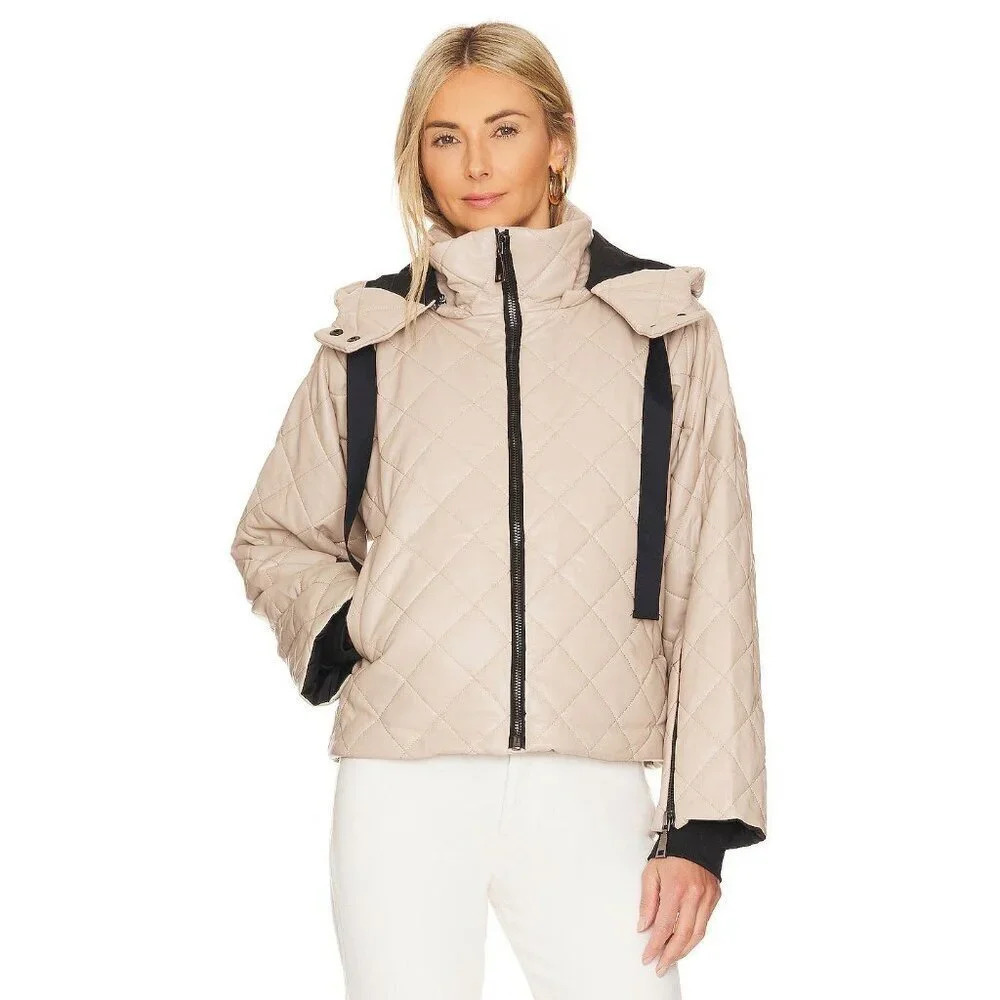 STEVE MADDEN Hayle Jacket in Beige Small Womens Vegan Coat Faux Leather